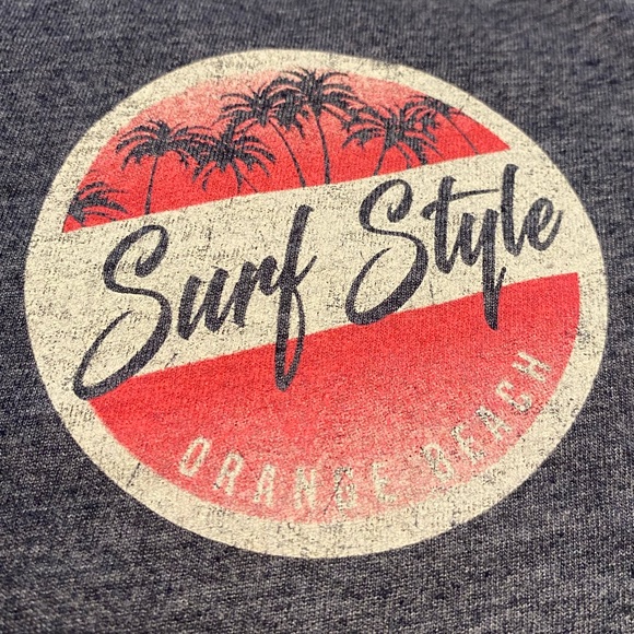 NEW Softstyle Charcoal Surf Style Orange Beach Alabama Graphic Tee Size L - Picture 2 of 5